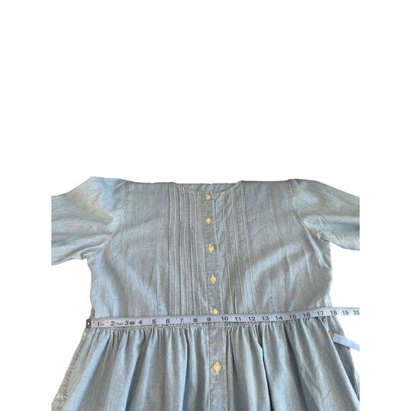 Eddie Bauer Dress Chambray Denim Festival Heritage Cottagecore Midi Medium Tall - Picture 10 of 12